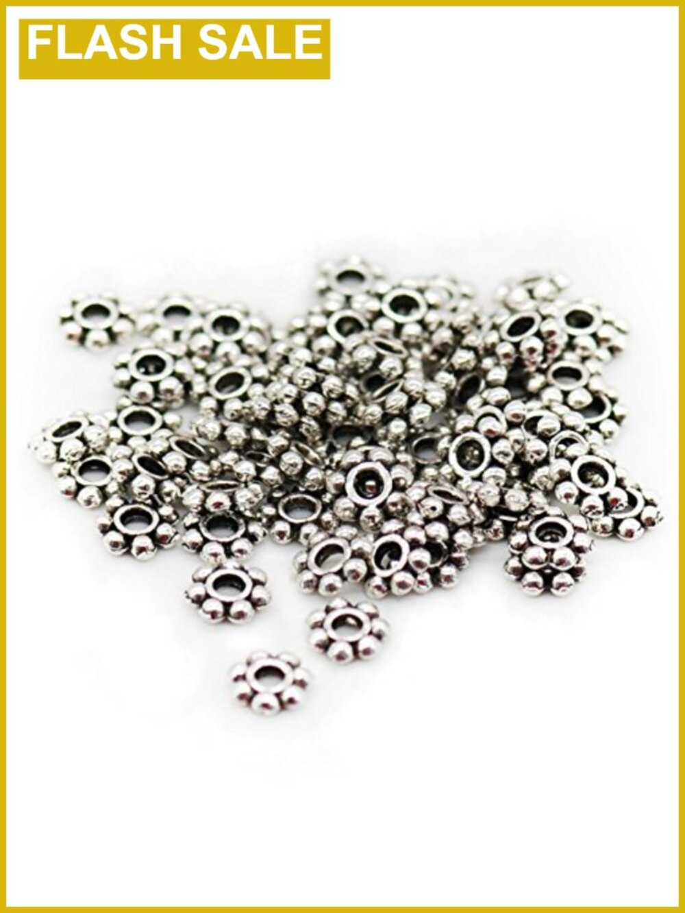 500 Daisy Shape Spacer Beads Antiqued Silver Alloy 4mm Jewelry Making